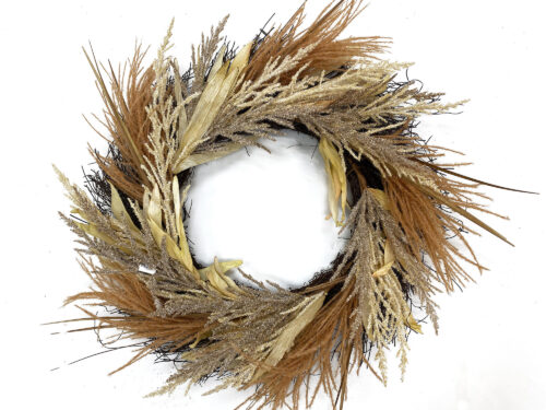 faux dried grass fall wreath
