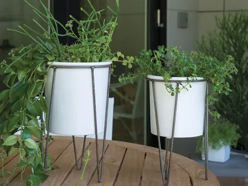 Metal and Ceramic Plant Stand