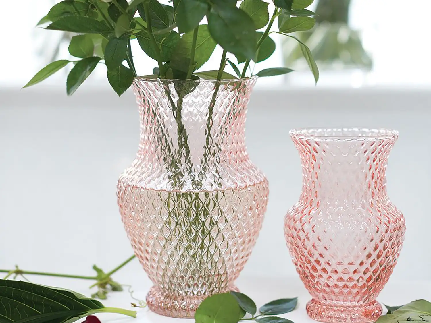 Pink Hobnail Style Vase