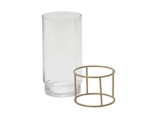 clear vase with stand