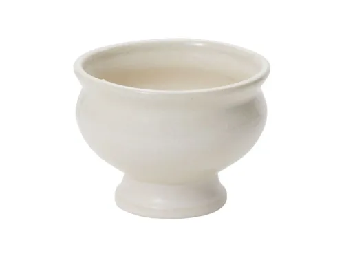 white compote flower vase