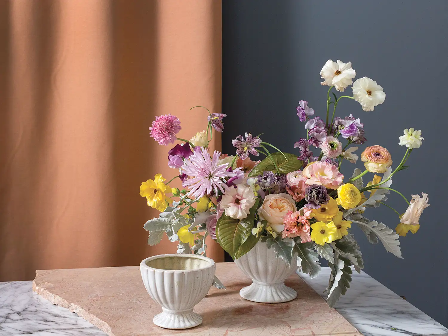 White Fluted Compote Vase Floral Home and Holiday