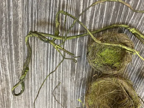 moss and birds nest garland