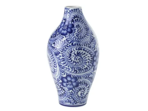 blue and white tall vase