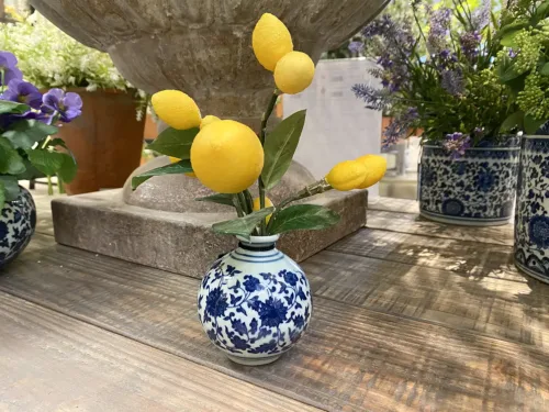 Small Chinoiserie Vase with Faux Lemon