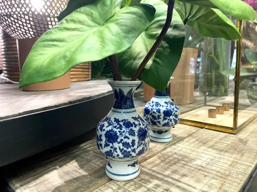 Chinoiserie Vase with Faux Tropical Plant