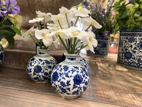 Small Chinoiserie Vase with Faux Flowers