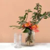 Ribbed Glass Vase for Flowers