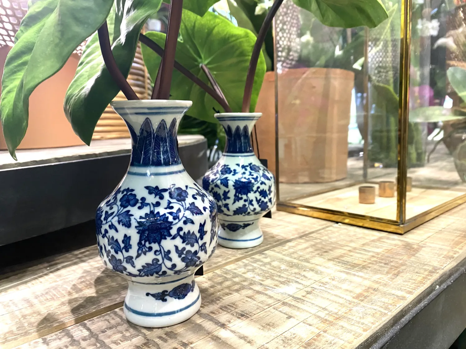 tall chinoiserie vase with foliage
